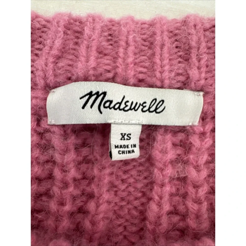 Madewell Women's XS Chunky Crew Alpaca Blend Pullover Sweater Pink EUC - Picture 7 of 12